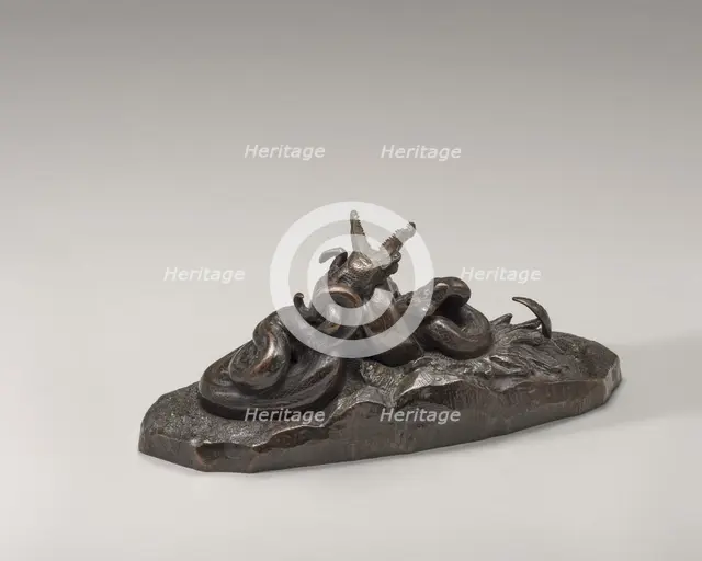 Python Crushing a Crocodile, model 1841, cast by 1873. Creator: Antoine-Louis Barye.