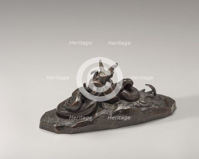 Python Crushing a Crocodile, model 1841, cast by 1873. Creator: Antoine-Louis Barye.