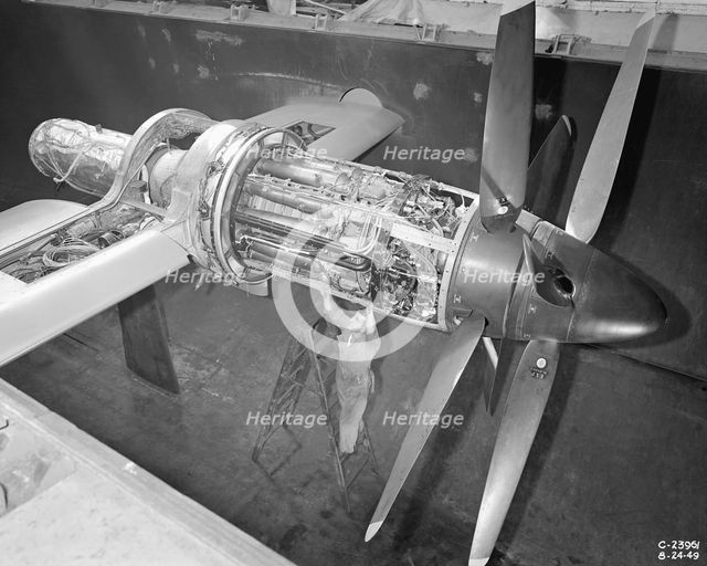 Python engine installed in altitude wind tunnel, Cleveland, Ohio, USA, August 25, 1949.  Creator: Unknown.