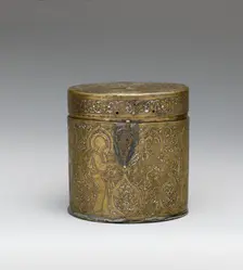 Pyxis Depicting Standing Saints or Ecclesiastics..., mid-to late13th century. Creator: Unknown