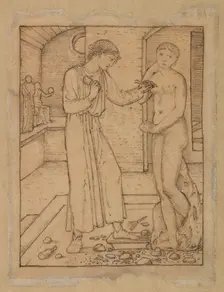Pygmalion and the Image - Study for Pygmalion fashioning the Image, 1867. Creator: Sir Edward Coley Burne-Jones