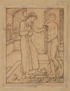Pygmalion and the Image - Study for Pygmalion fashioning the Image, 1867. Creator: Sir Edward Coley Burne-Jones