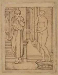 Pygmalion and the Image - Study for Pygmalion gazing at the Image, 1867. Creator: Sir Edward Coley Burne-Jones