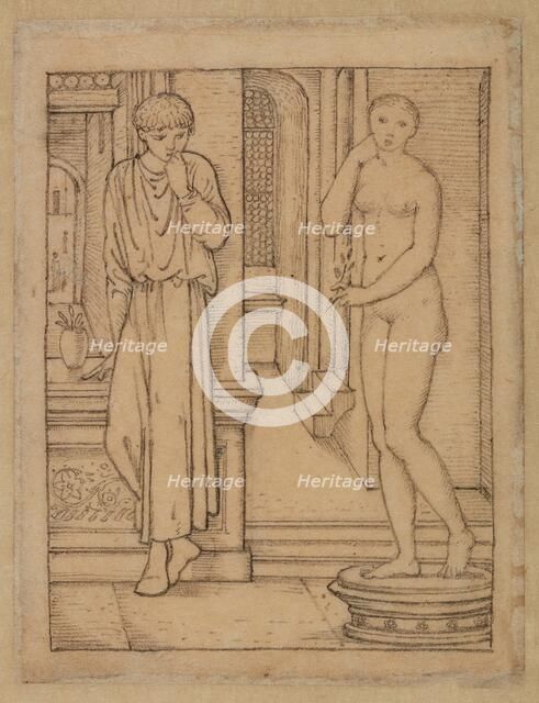 Pygmalion and the Image - Study for Pygmalion gazing at the Image, 1867. Creator: Sir Edward Coley Burne-Jones.