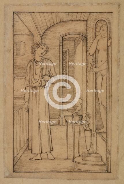 Pygmalion and the Image - Study for Pygmalion gazing at the Image, 1867. Creator: Sir Edward Coley Burne-Jones.