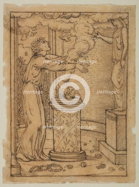 Pygmalion and the Image - Study for Pygmalion offering Incense to Venus, 1867. Creator: Sir Edward Coley Burne-Jones.