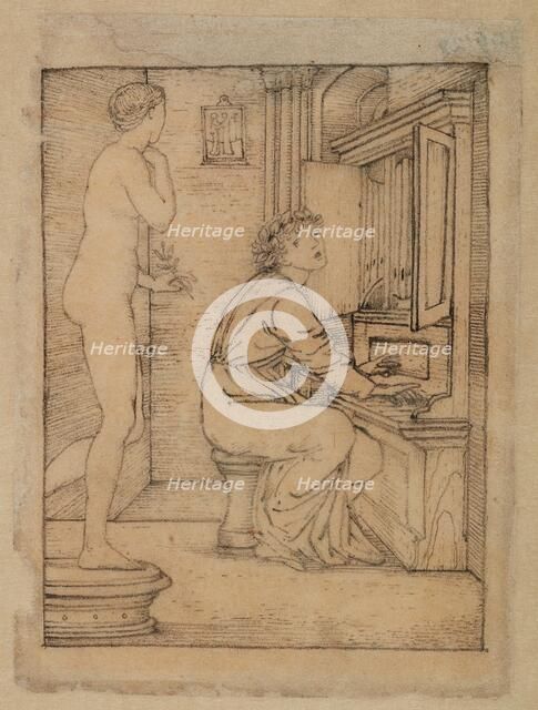 Pygmalion and the Image - Study for Pygmalion playing the Organ, 1867. Creator: Sir Edward Coley Burne-Jones.
