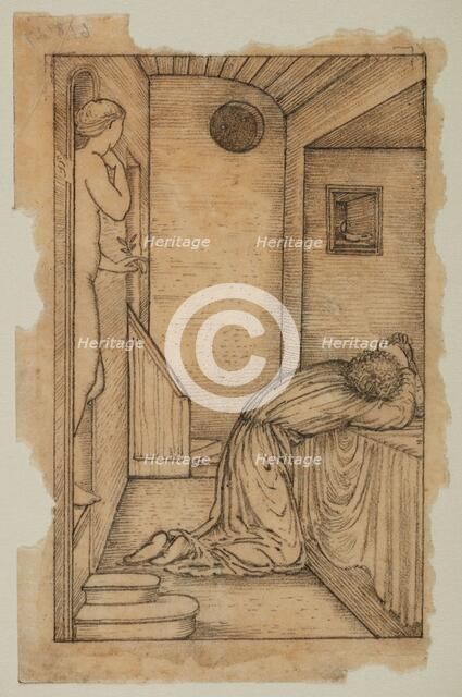 Pygmalion and the Image - Study for Pygmalion praying, 1867. Creator: Sir Edward Coley Burne-Jones.