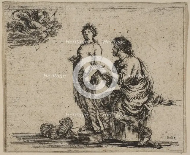 Pygmalion, from 'Game of Mythology' (Jeu de la Mythologie), 1644. Creator: Stefano della Bella.