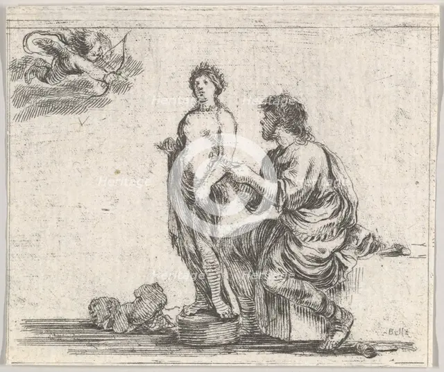 Pygmalion, from 'Game of Mythology' (Jeu de la Mythologie), 1644. Creator: Stefano della Bella.