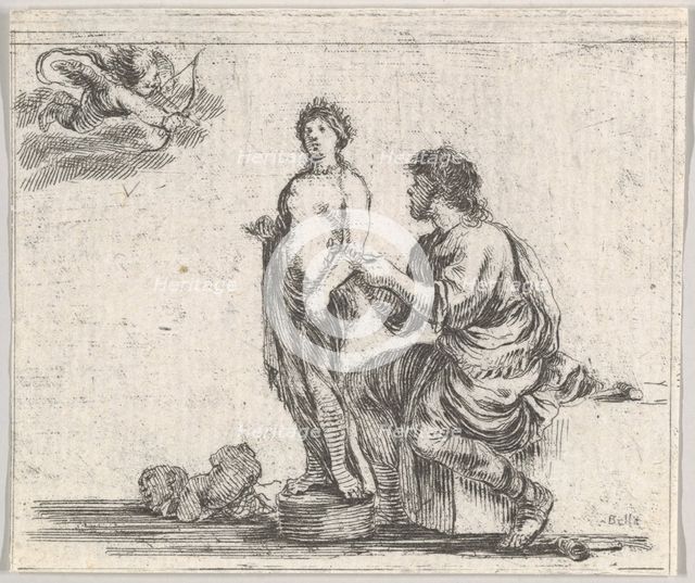 Pygmalion, from 'Game of Mythology' (Jeu de la Mythologie), 1644. Creator: Stefano della Bella.