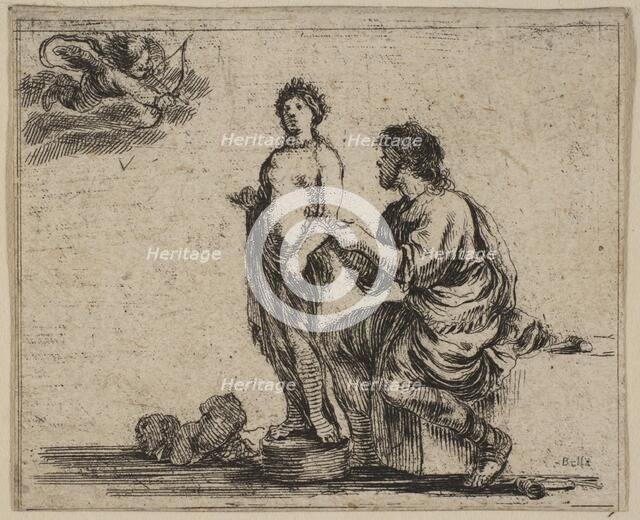 Pygmalion, from 'Game of Mythology' (Jeu de la Mythologie), 1644. Creator: Stefano della Bella.