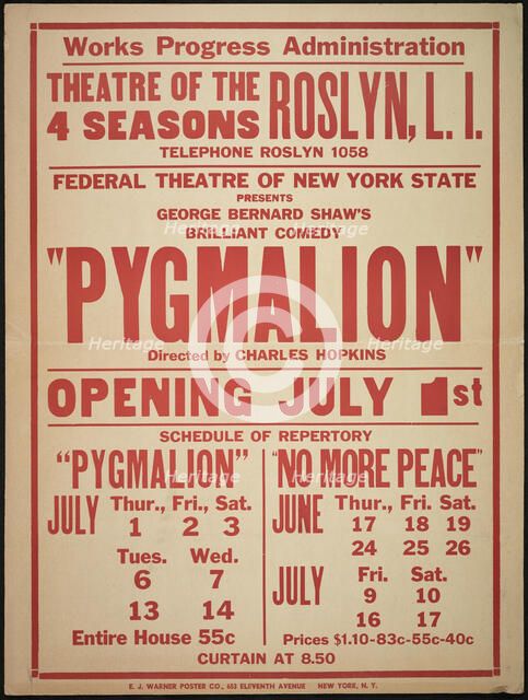 Pygmalion, Roslyn, NY, 1937. Creator: Unknown.