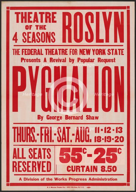 Pygmalion, Roslyn, NY, 1937. Creator: Unknown.