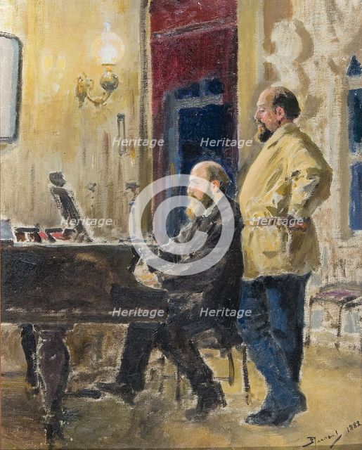 Pyotr Antonovich Spiro at piano and Savva Mamontov, 1882.