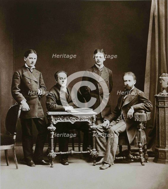 Pyotr Ilyich Tchaikovsky (right) with his Brothers Modest and Anatoly and N.D. Kondratyev, 1875.