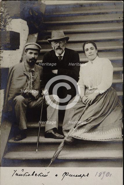 Pyotr Ilyich Tchaikovsky visiting Nikolay and Medea Figner, 1890.