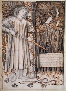 Pyramus and Thisbe - Pyramus Draws His Sword to Slay Himself, 1866. Creator: Sir Edward Coley Burne-Jones