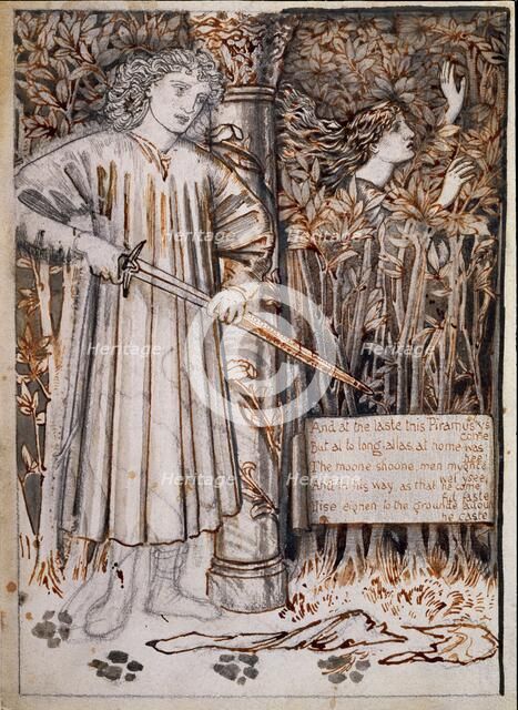 Pyramus and Thisbe - Pyramus Draws His Sword to Slay Himself, 1866. Creator: Sir Edward Coley Burne-Jones.