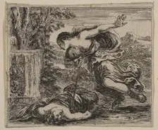 Pyramus et Thisbe, from Game of Mythology (Jeu de la Mythologie), 1644. Creator: Stefano della Bella