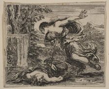 Pyramus et Thisbe, from Game of Mythology (Jeu de la Mythologie), 1644. Creator: Stefano della Bella