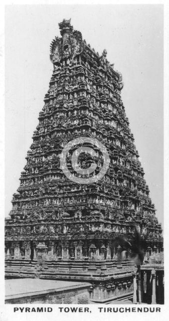 Pyramid Tower, Tiruchendur, Tamil Nadu, India, c1925. Artist: Unknown