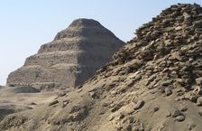 Pyramid of Userkaf (built c2490 BC) with the Djoser Pyramid in the background, Egypt, 2003. Creator: Unknown