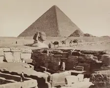 Pyramid of Cheops, the Sphinx and the Catacombs at Giza, 19th century. Creator: Zangaki