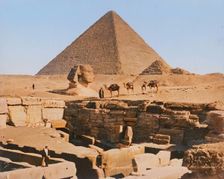 Pyramid of Cheops, the Sphinx and the Catacombs at Giza, 19th century. Creator: Zangaki