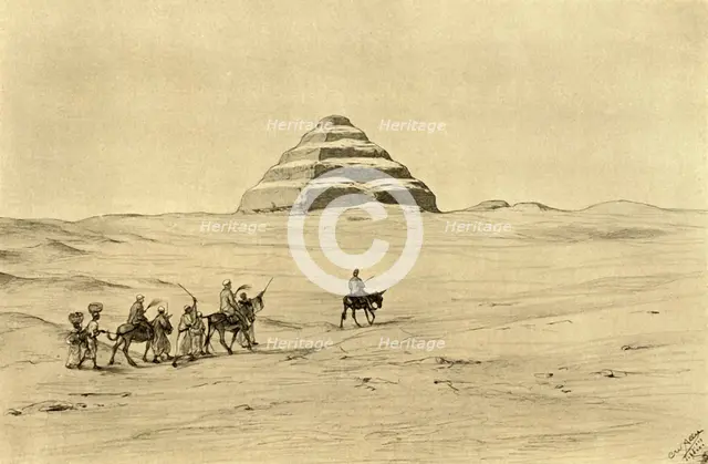 Pyramid of Djoser at Saqqara, near Cairo, Egypt, 1898.  Creator: Christian Wilhelm Allers.