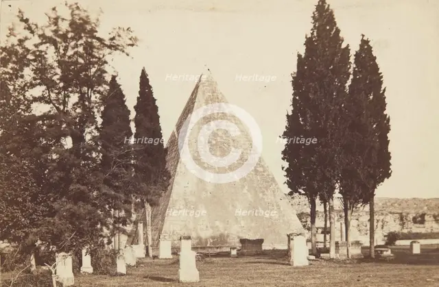 Pyramid of Gaius (Caius) Cestius from the southeast, Rome, between 1870-1880.  Creator: Unknown.