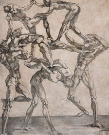 Pyramid of Six Men, mid-16th century. Creator: Juste de Juste