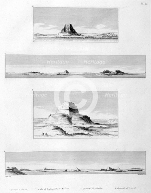 'Pyramide of Ellahoun, Meidoum and Sakkarah', c1808. Artist: Antoine Berthault