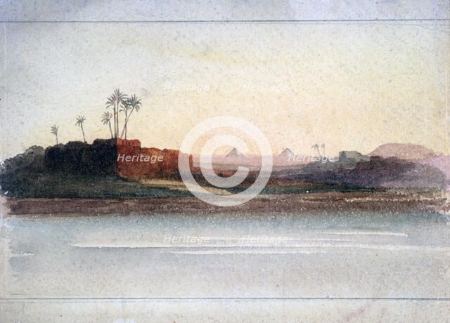 'Pyramids from the Nile, Cairo', Egypt, 19th century. Artist: GS Cautley