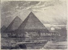 Pyramids of Egypt, German engraving from 1886, is one of the seven wonders of the world.