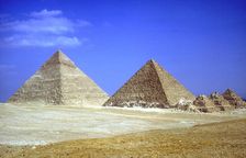 Pyramids of Khafre, Mycerinus & three pyramids of his Queens, 4th Dynasty, Giza, c2600-c2500 BC