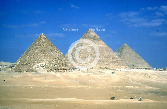 Pyramids of Khafre and Mycerinus, Giza, Egypt, 4th Dynasty, c26th century BC. Artist: Unknown