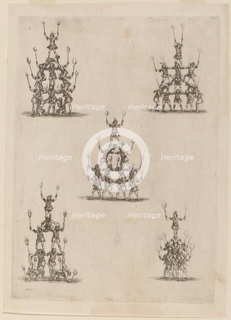 Pyramids of Jugglers, 1652. Creator: Stefano della Bella.