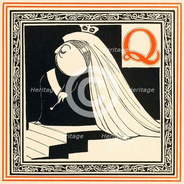 Q is the Queen, so noble and free, from An Alphabet of Celebrities, pub. 1899. Creator: Oliver Hereford (1863 - 1935).