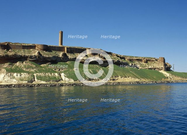 Qal'at Ja'bar castle on the left bank of Lake Assad, near Ar-Raqqah, Syria, 2001.  Creator: LTL.