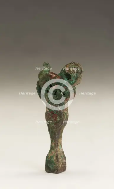 Qin tuning key (qin zhenyao) with tiger and snake, Eastern Zhou dynasty, 5th century BCE. Creator: Unknown.