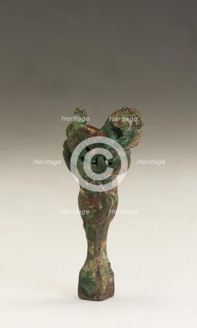 Qin tuning key (qin zhenyao) with tiger and snake, Eastern Zhou dynasty, 5th century BCE. Creator: Unknown.