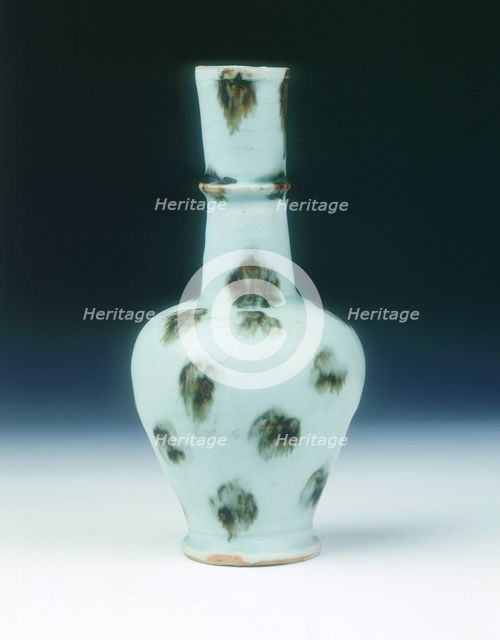 Qingbai vase with ferruginous brown spots, Yuan dynasty, China, mid 14th century. Artist: Unknown