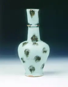 Qingbai vase with ferruginous brown spots, Yuan dynasty, China, mid 14th century. Creator: Unknown