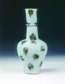 Qingbai vase with ferruginous brown spots, Yuan dynasty, China, mid 14th century