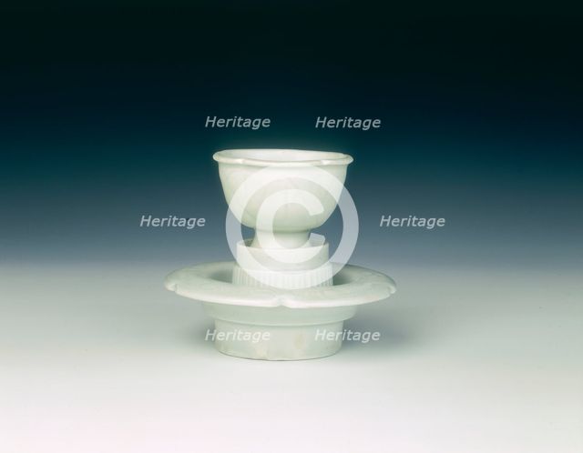 Qingbai cup and stand, China, c960-c1127. Creator: Unknown.