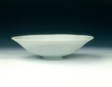 Qingbai dish with moulded lotus design, Song dynasty, China, 12th century. Creator: Unknown