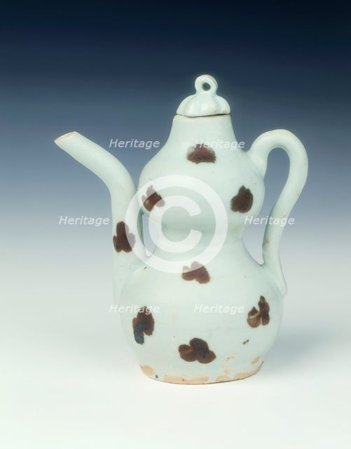 Qingbai double gourd spotted ewer, Yuan dynasty, China, 1279-1368. Creator: Unknown.