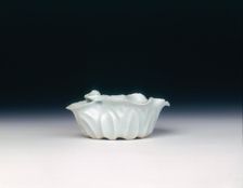 Qingbai lotus petal water dropper with crab, Yuan-early Ming dynasty, China, 14th century. Creator: Unknown