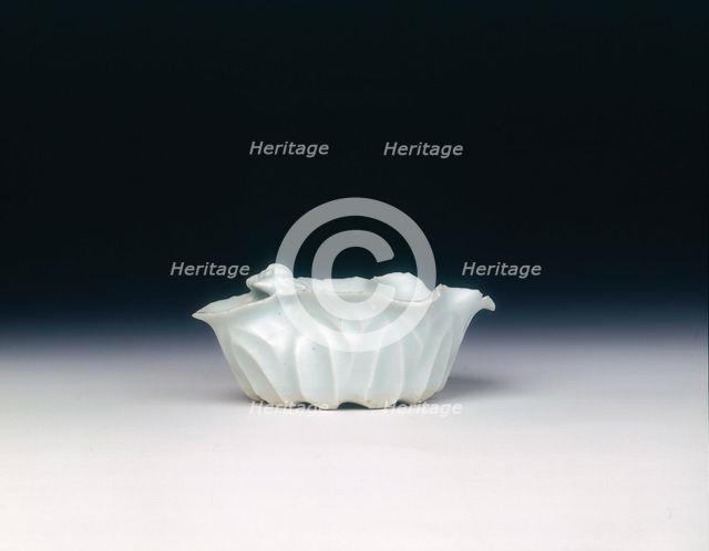 Qingbai lotus petal water dropper with crab, Yuan-early Ming dynasty, China, 14th century. Creator: Unknown.